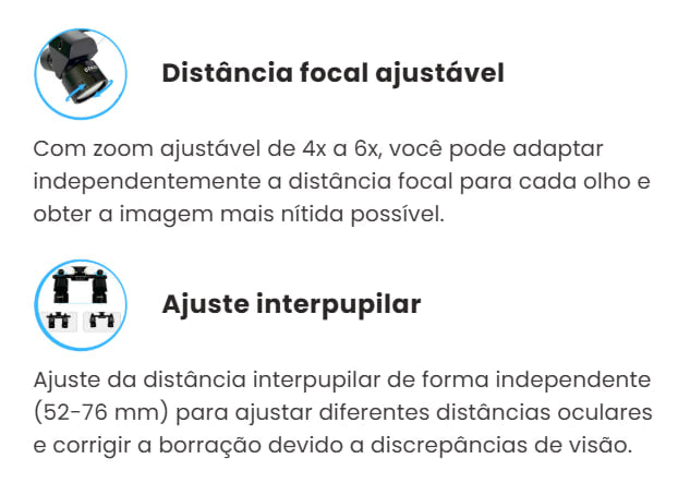 Lupa Binocular Ergo Ajustável 4x a 6x Com Fotóforo LED 5W com Bateria Integrada