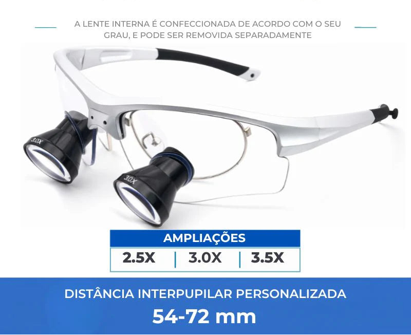 Lupa Binocular TTL Personalizável Com Grau Vision 2.5X 3.0X e 3.5X