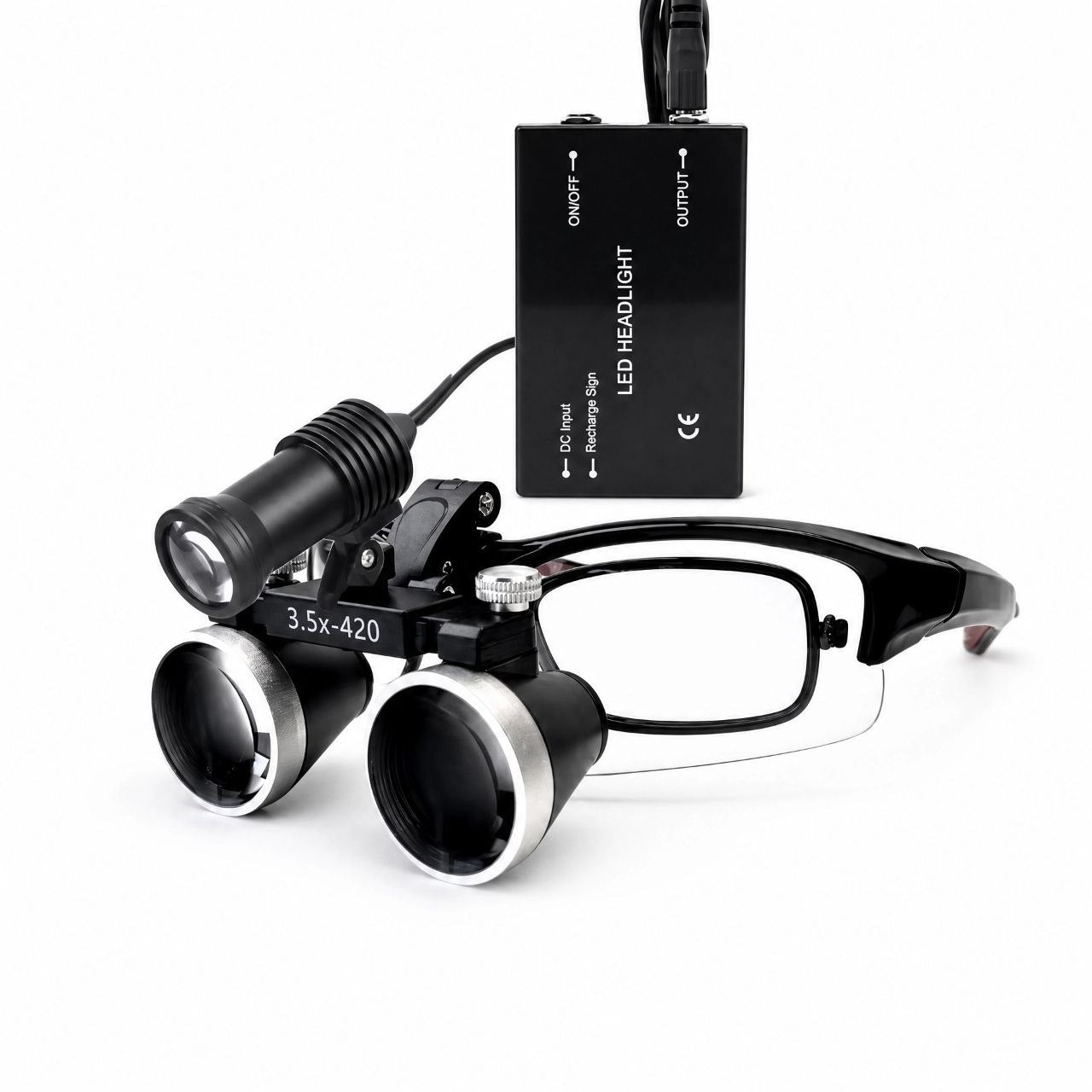 Lupa Binocular Profissional com Armação Integrada para Óculos de Grau