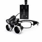 Lupa Binocular Profissional com Armação Integrada para Óculos de Grau