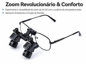 Lupa Binocular Ergo Ajustável 4x a 6x Com Fotóforo LED 5W com Bateria Integrada