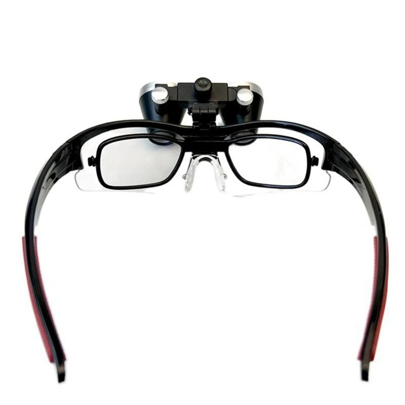 Lupa Binocular Profissional com Armação Integrada para Óculos de Grau