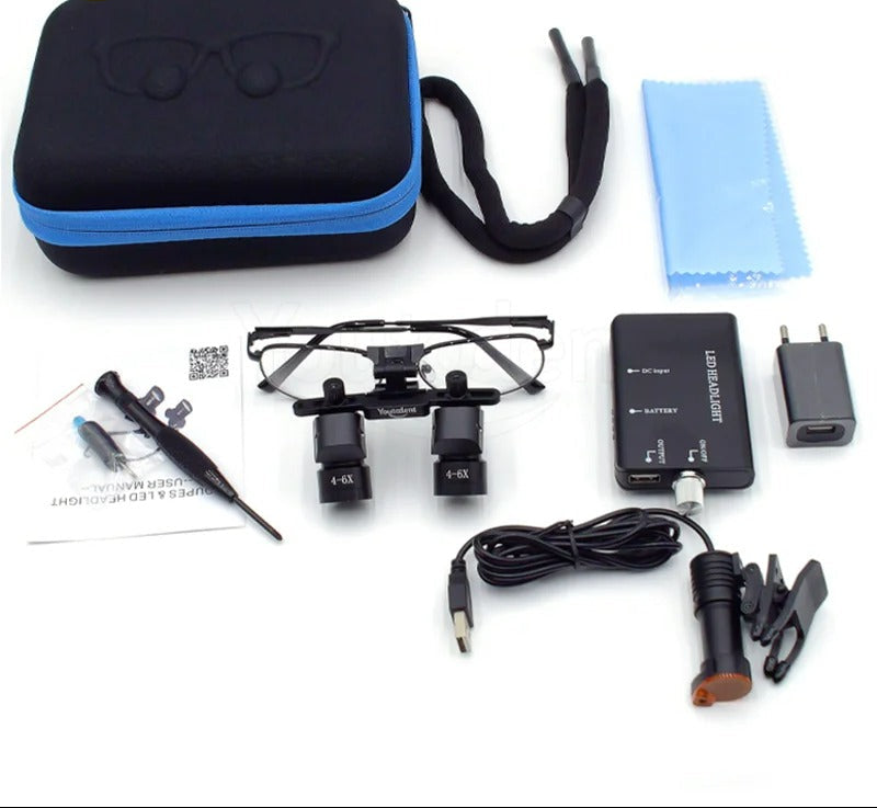 Lupa Binocular Ergo Profissional Ajustável 4x a 6x